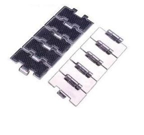 RF812 stainless steel flat top chains with rubber friction top straight running single hinge